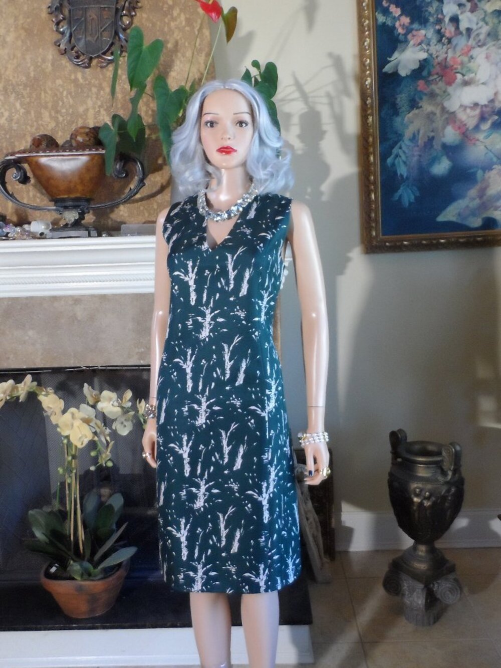 Marni Green Abstract Print Sheath Dress Size IT 44 US 8